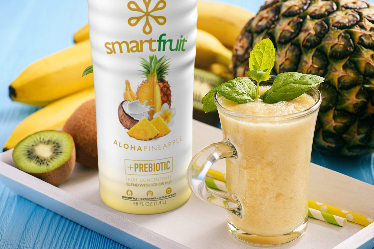 Smartfruit Aloha Pineapple + Prebiotic – 100% Real Fruit Purée With Pineapple, Banana, Apple & Coconut – Great For Smoothies, Juice, Yogurt, Cocktails, Teas – High In Vitamin A – 2-Pk, 48Oz Each