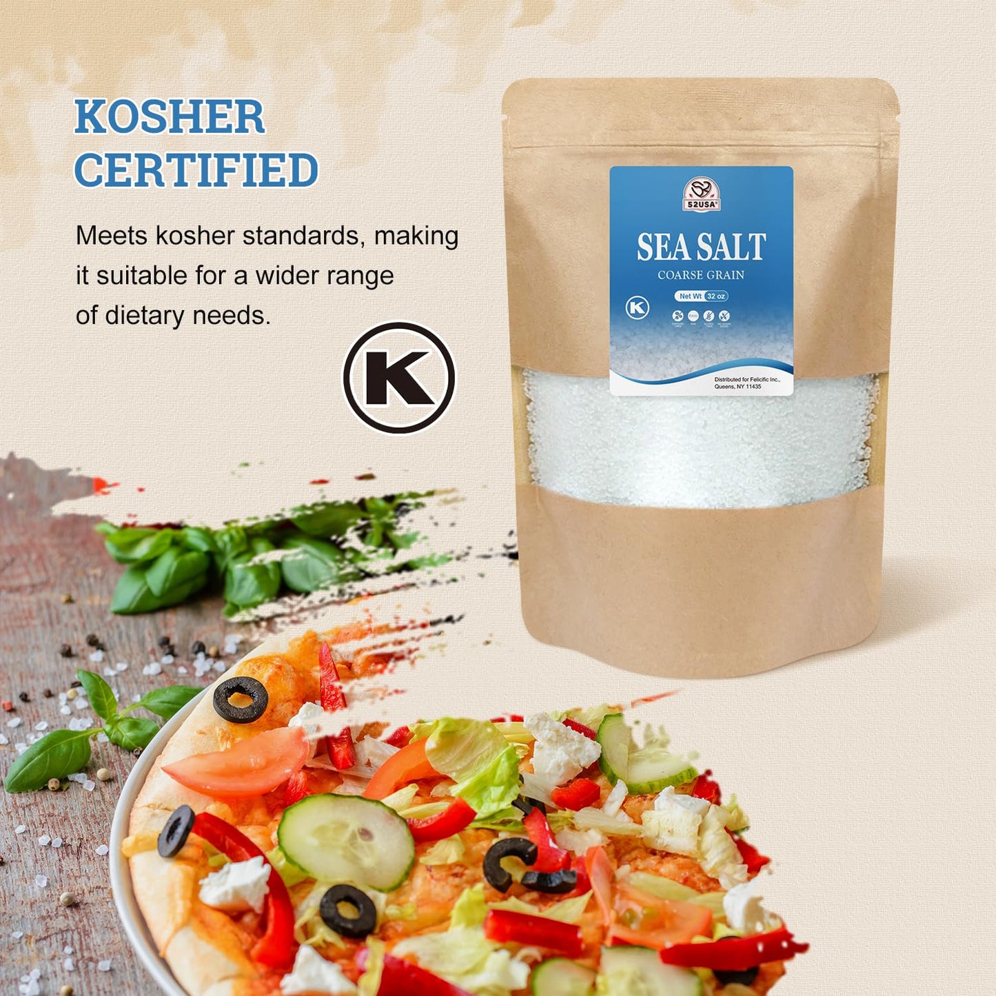 52USA Coarse Sea Salt Grinder Refill, All Natural, 32oz (2lb)