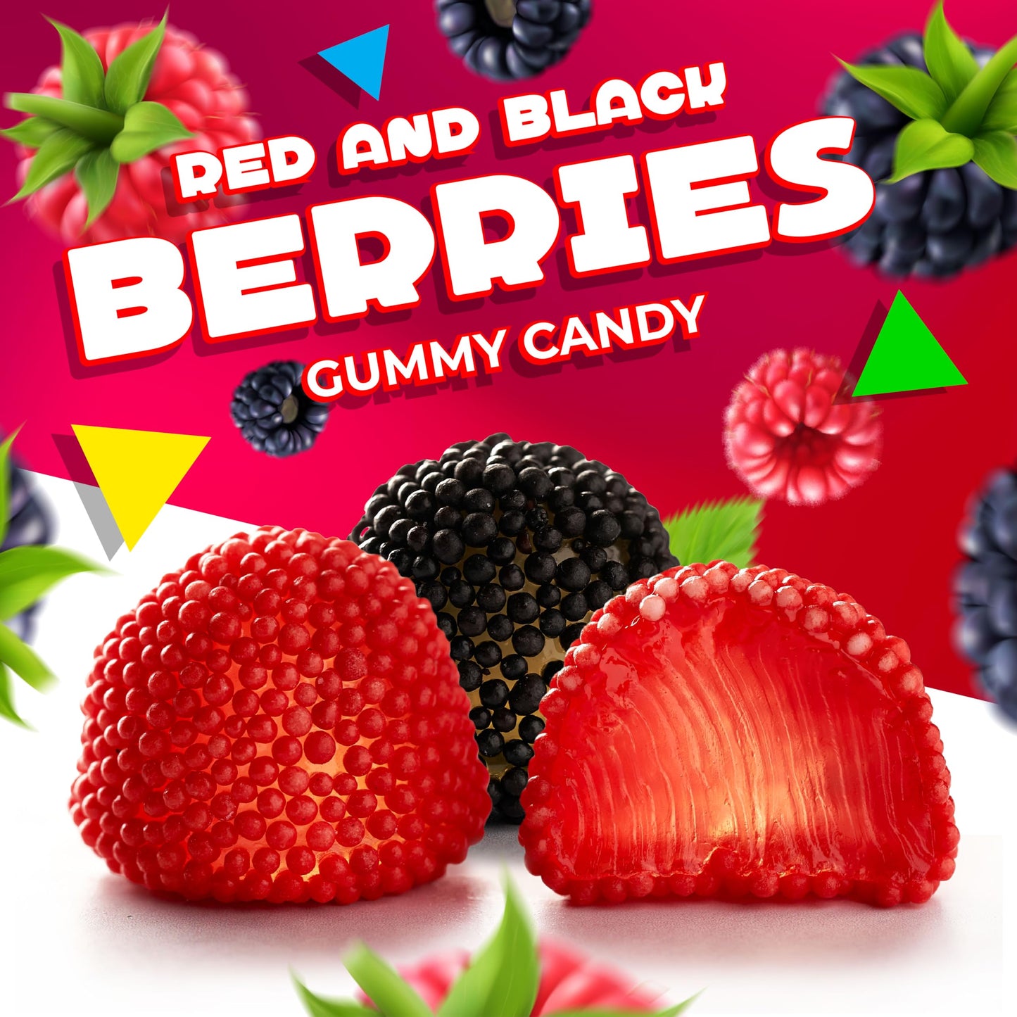 Berries Gummy Candy | 2 Pound Bag | Red And Black Soft Snacks