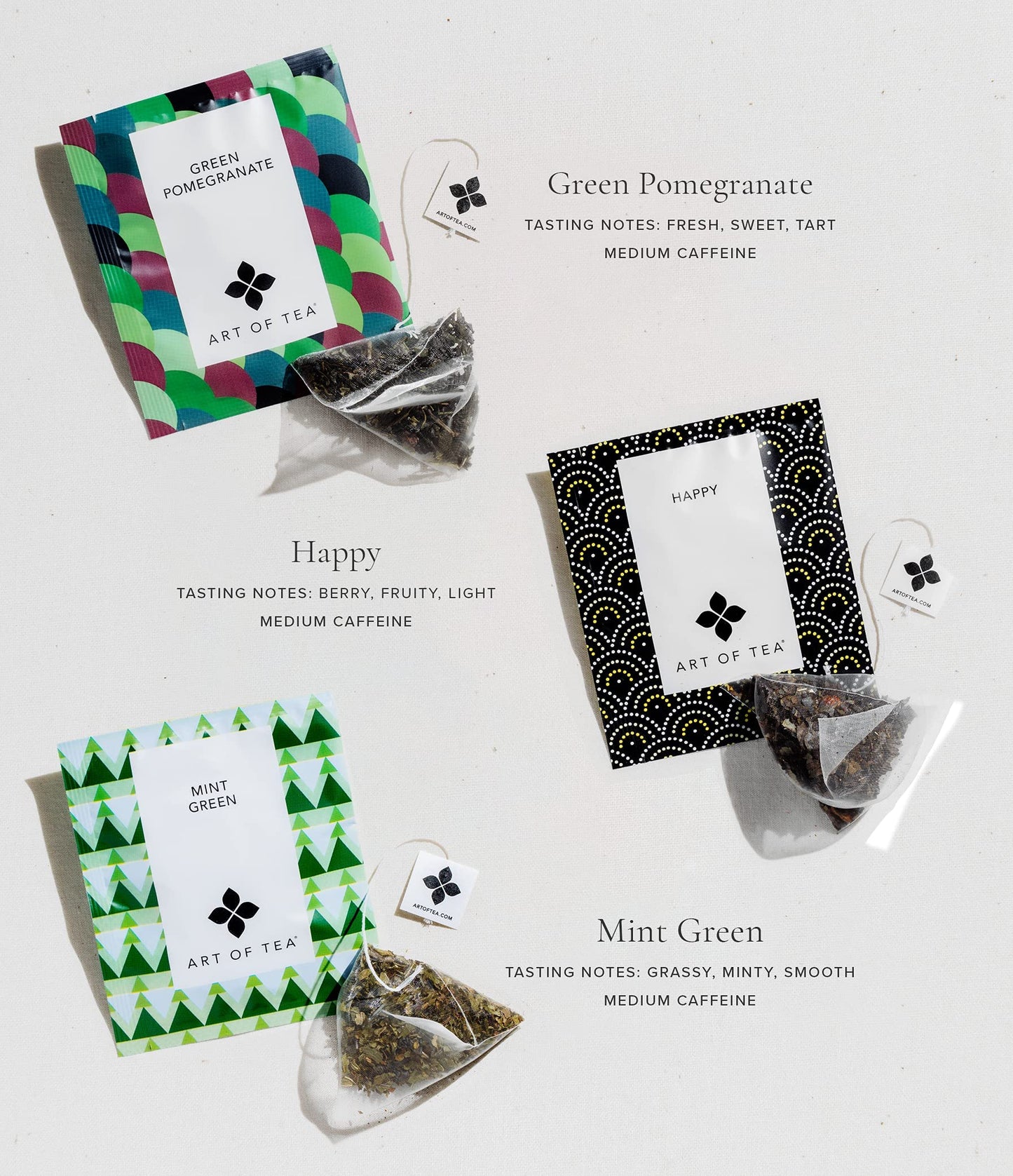 Art Of Tea | Assorted Tea Bags Sampler Caffeinated And Non-Caffeinated| 12 Count Sampler Box