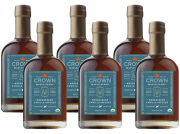 Crown Maple Madagascar Vanilla Infused Organic Maple Syrup, 25 Fl Oz, 6-Pack, Real Vanilla Bean, Pancakes, Baking, Cocktails & B