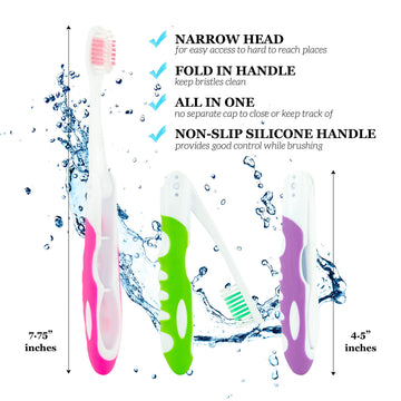 Bulk Travel Toothbrushes, Individually Wrapped Portable Toothbrush, Manual Disposable Travel Toothbrush Set For Adults, Medium S