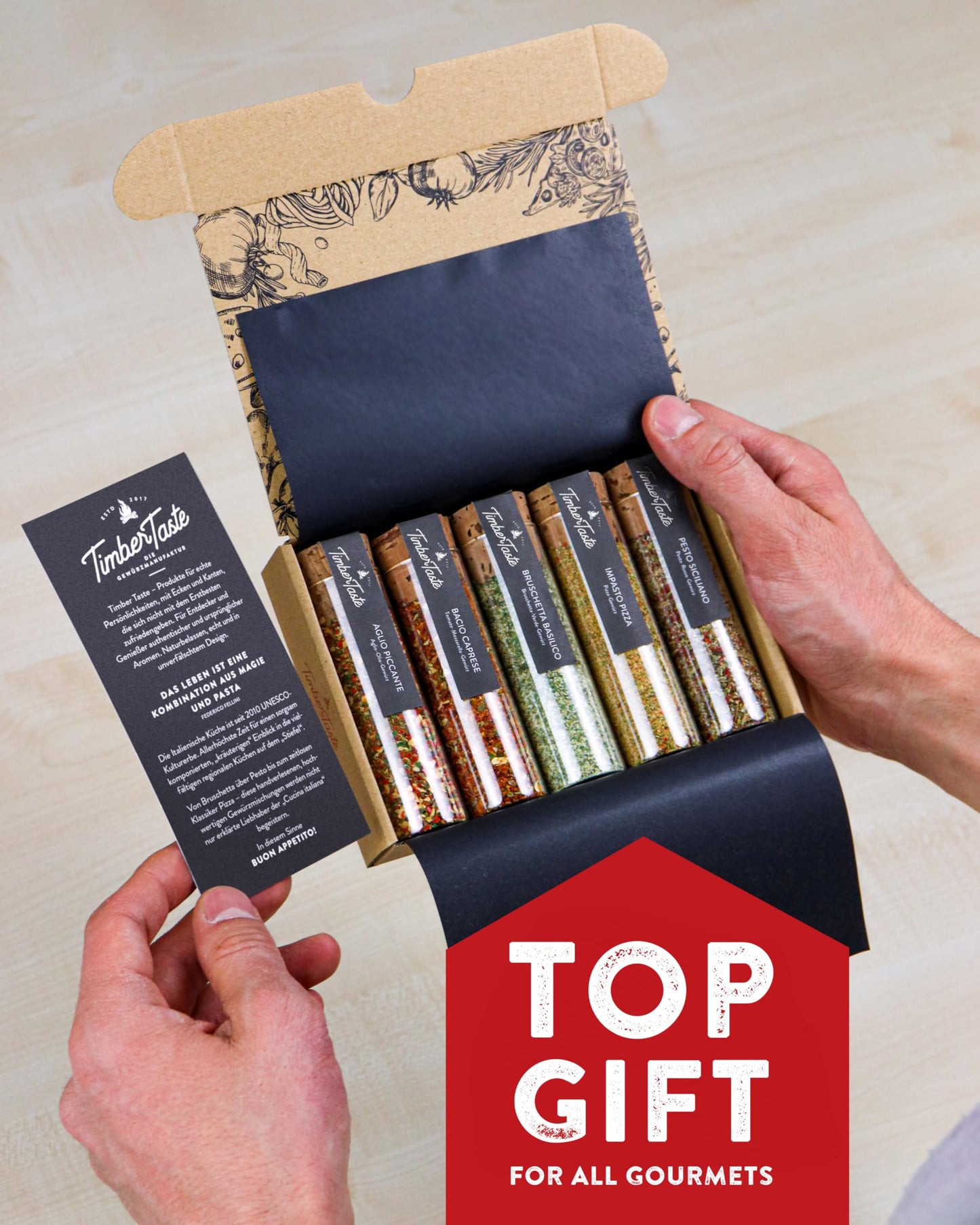 Timber Taste Italian Spice Gift Set - Gourmet Italian Seasoning Blends - Spices & Seasoning Set For Men & Women - Italian Spices