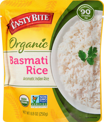 TASTY BITE Organic Basmati Rice, Ready to Eat, Vegan, Gluten-Free, 8.8 Ounce, Microwavable