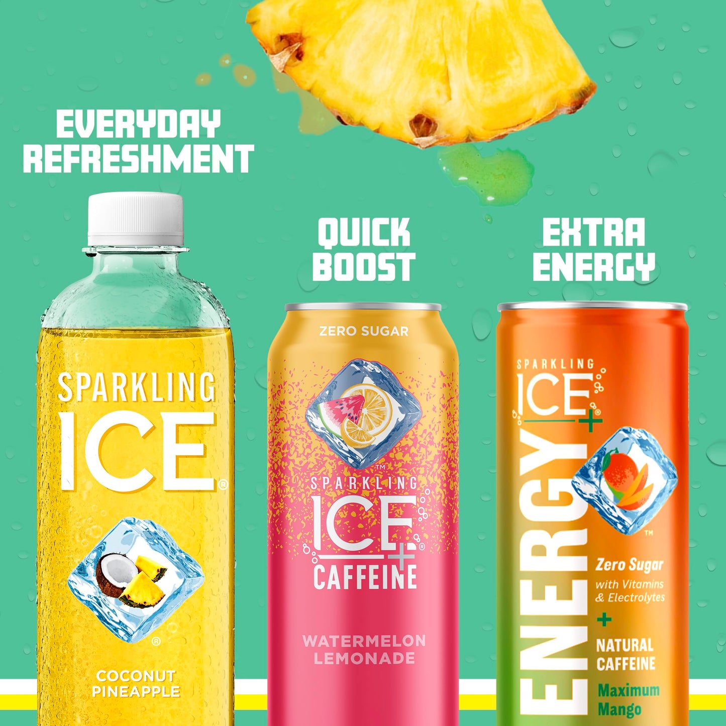 Sparkling Ice Coconut Pineapple Sparkling Water, Zero Sugar, 17 fl oz Bottles, Pack of 12