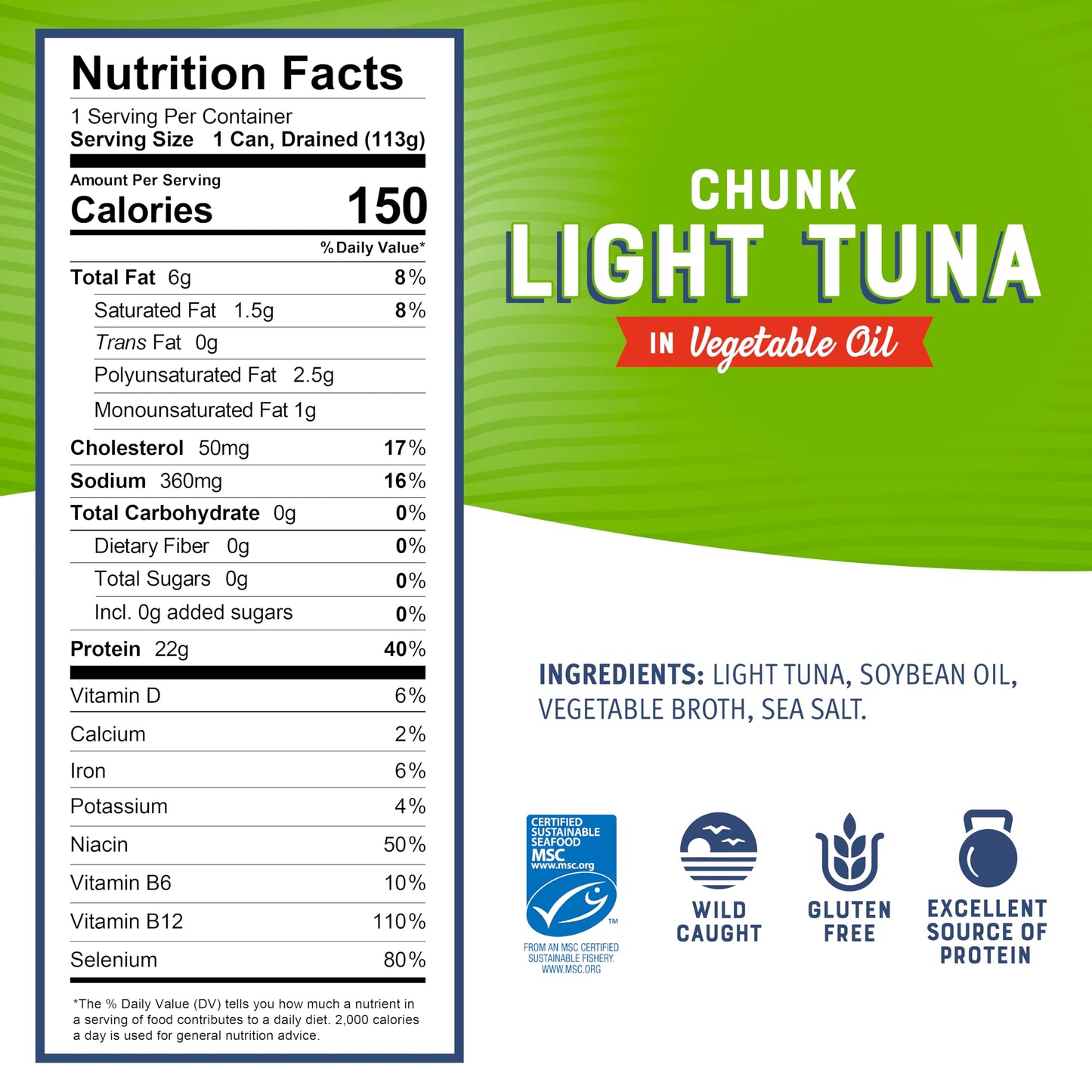 Bumble Bee Chunk Light Tuna in Oil, 5 oz Cans, Wild Caught Skipjack, Pack of 4, MSC Certified, Non-GMO, Gluten Free, Kosher