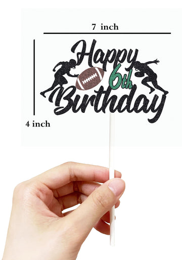 Happy 6Th Birthday Football Cake Topper 6Th Birthday Party Decorationssix Years Old Rugby Player Scene Cake Decoration For Kids