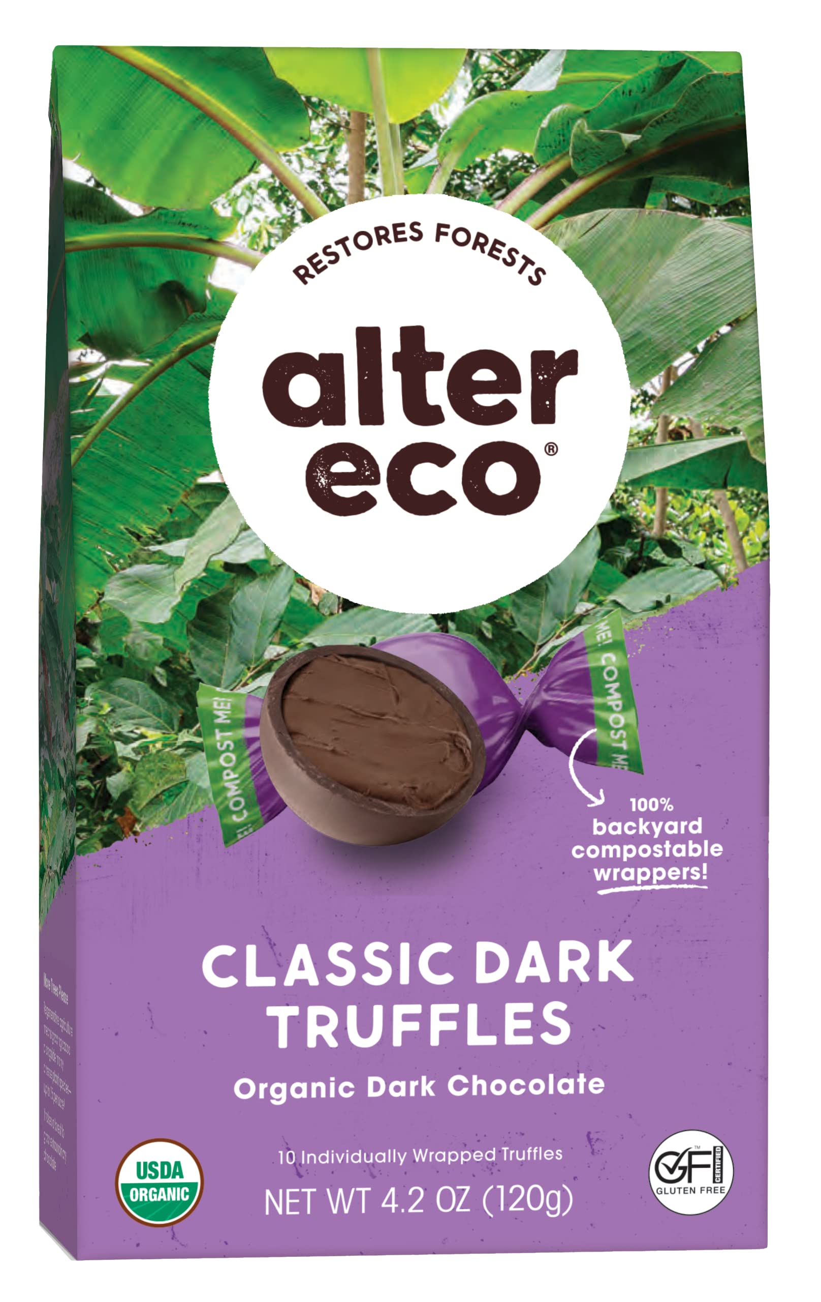Alter Eco |Classic Dark Chocolate Truffles | Pure Dark Cocoa, Fair Trade, Organic, Non-Gmo, Gluten Free (10 Count (Pack Of 1))