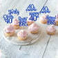 24Pcs Blue Happy 40Th Birthday Cupcake Toppers Forty Straight Outta 1985 Cupcake Picks Cheers To 40 Lengend Since 1985 Cake Deco