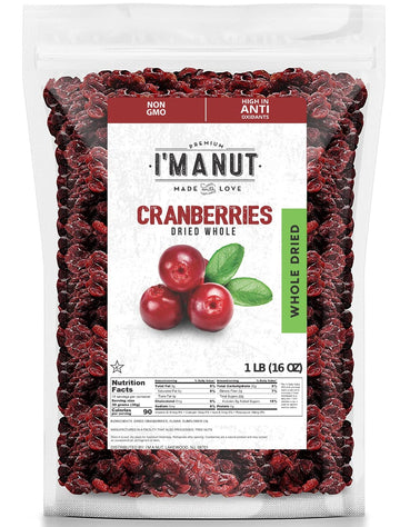 Dried Cranberries Original 1 Pound (16 oz) Batch Tested Gluten & Peanut Free | Resealable Bag | High in Antioxidant | Great for 