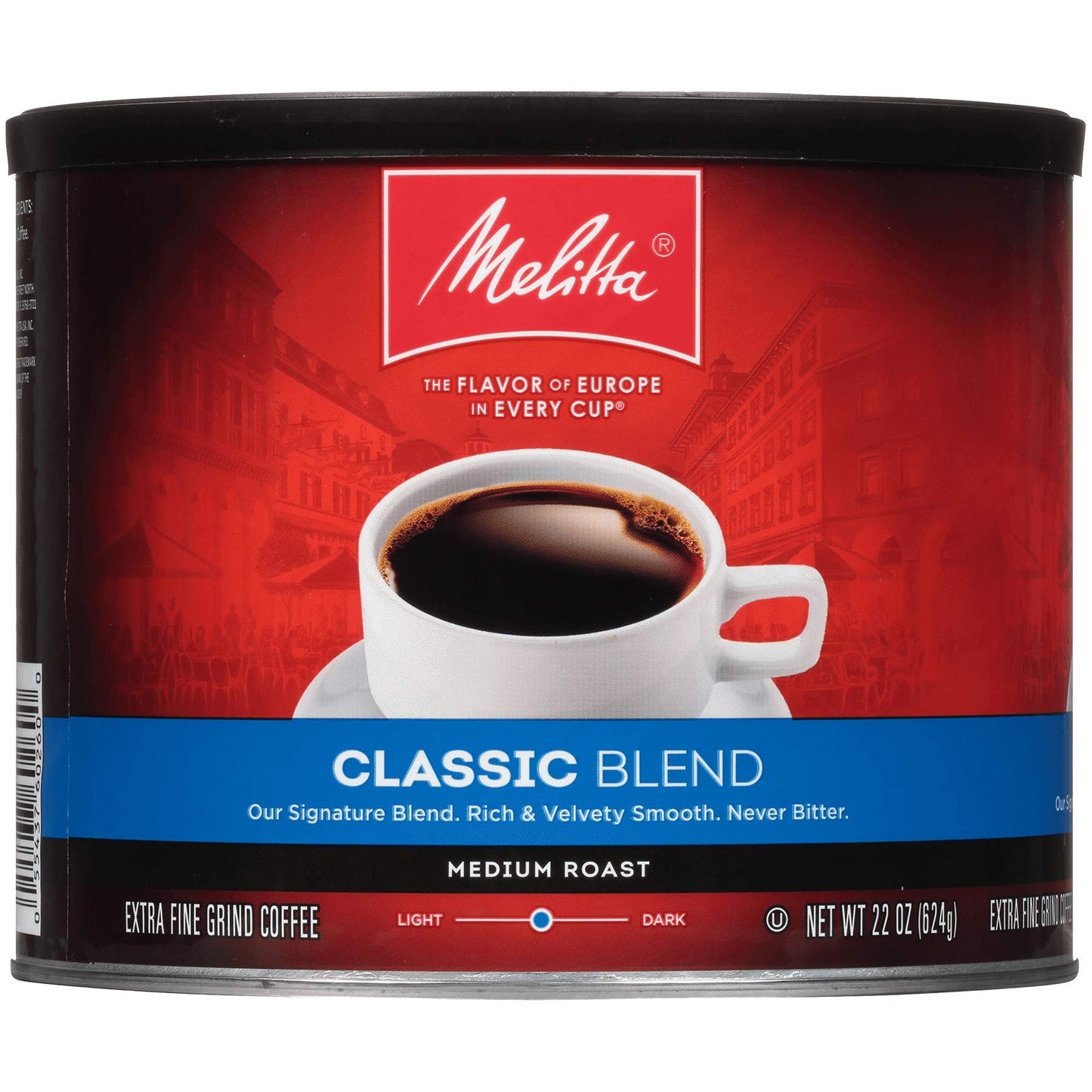 Melitta Classic Blend Coffee, Medium Roast, Extra Fine Grind, 22 Ounce Can, 1.37 Pound