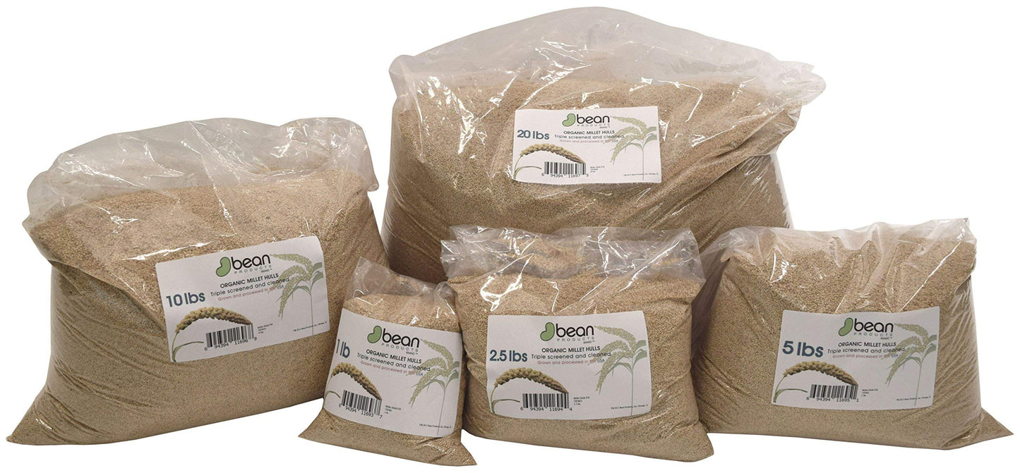 Bean Products Organic Millet Hulls | 100% Organically Grown In The Usa | Great For Filling Pillows, Yoga Bolsters, Cushions & Mo