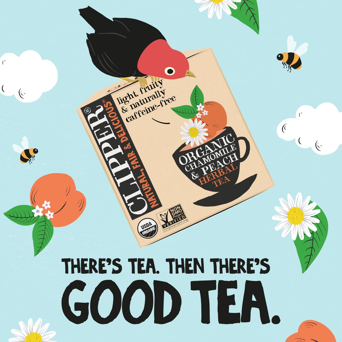 Clipper Tea Chamomile & Peach Teabags - Usda Organic, Great Hot Or Iced - Natural, Fair & Delicious Fruity Chamomile & Peach Inf