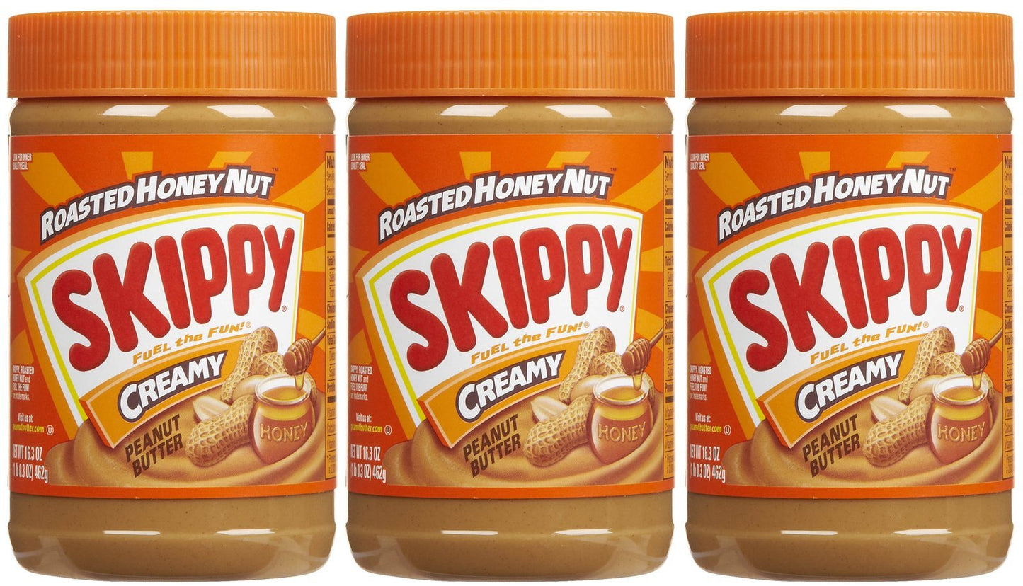 Skippy Peanut Butter, Creamy Roasted Honey Nut, 16.3 Ounce (Pack of 3)