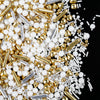 White Gold Silver Sprinkles for Cake Decorating, 4.6 oz Edible Pearls Rods Jimmies Mixed Cake Sprinkles for Ice Cream Baking Cup