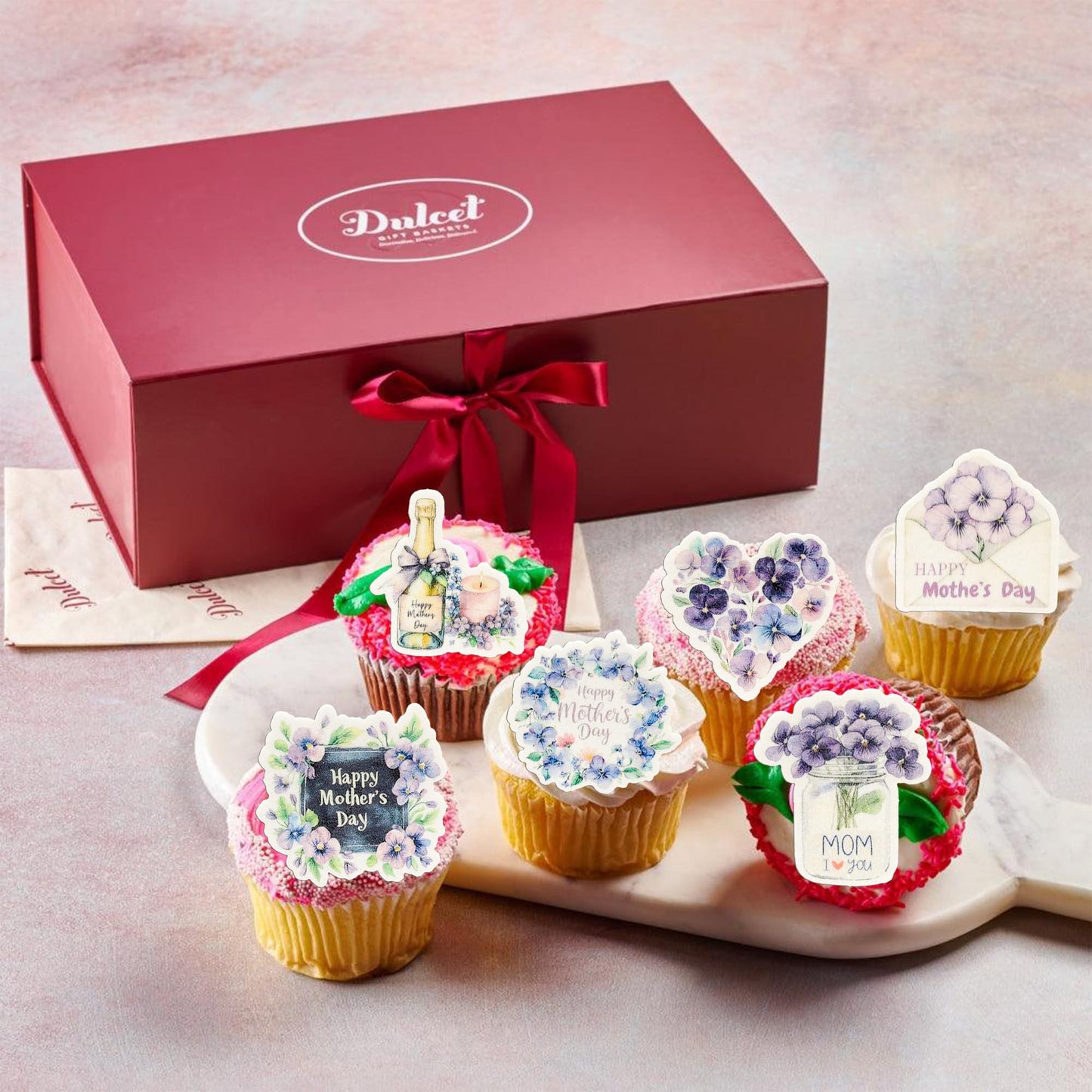 Ephlyn 54Pcs Edible Happy Mother'S Day Cupcake Toppers Heart Love Mom Cake Drink Topper Picks Flowers Cake Decoration For Mom'S