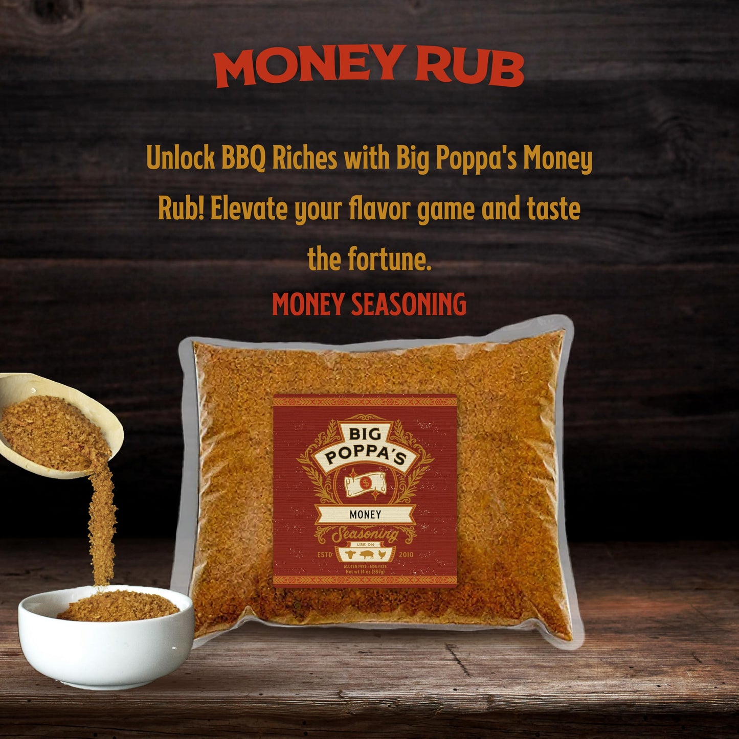 Big Poppa Smokers BBQ Rub – Gluten-Free Seasoning Blend for Meat – 5 lb Bag – Model 121BPS