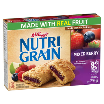 Kelloggs Nutri Grain Cereal Bars Mixed Berry, 8 Bars, 295g/10.4 oz., {Imported from Canada}