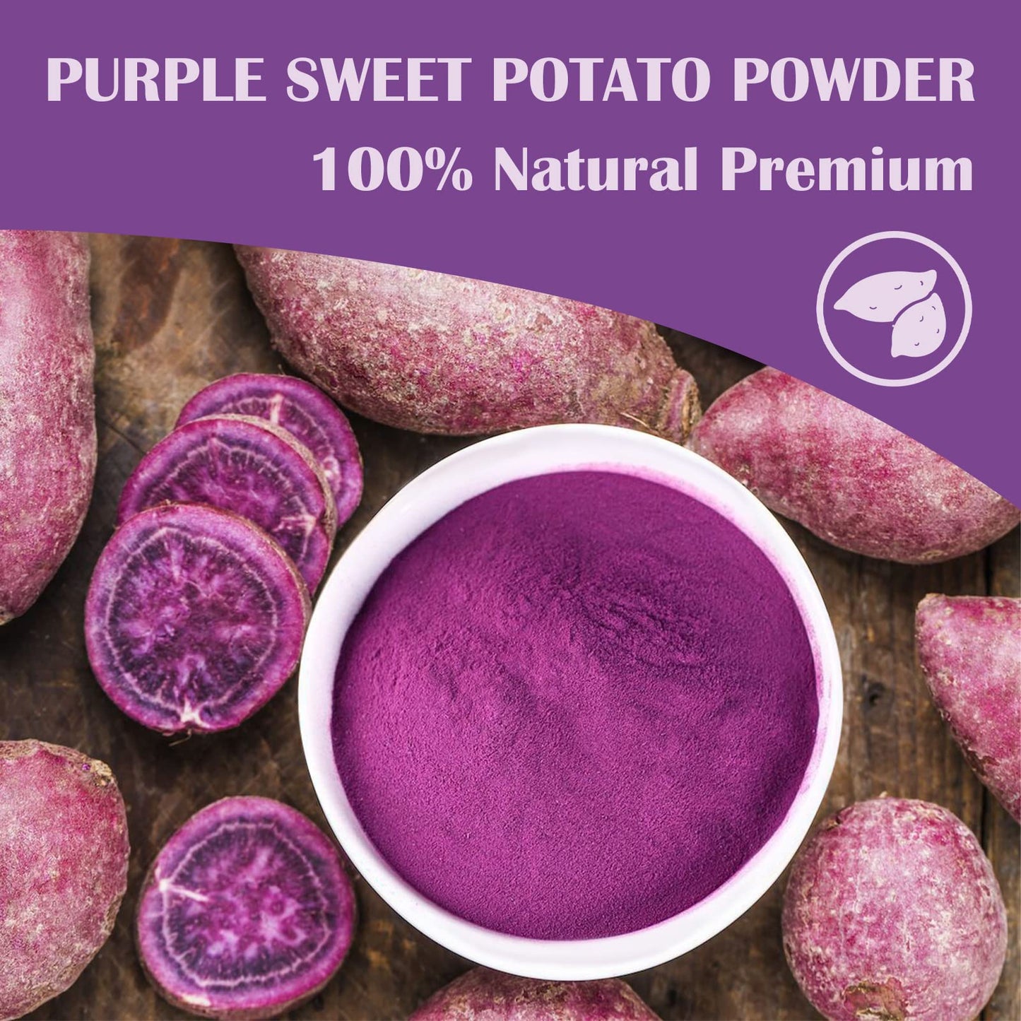 Grelim Premium Purple Sweet Potato Powder 8 Oz, Pure Natural Ube (Purple Yam) Powder Gluten Free Vegan Non-Gmo Purple Food Color