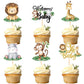 24Pcs Jungle Animals Cupcake Toppers Jungle Animals Theme Animal Cupcake Toppers Picks Baby Shower Themed for Girl Boys Kids Par