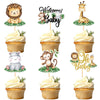 24Pcs Jungle Animals Cupcake Toppers Jungle Animals Theme Animal Cupcake Toppers Picks Baby Shower Themed for Girl Boys Kids Par