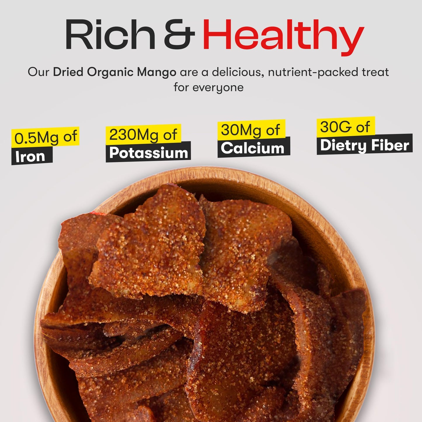 Dried Mango Slices - Delicious Texture Soft & Juicy Low Sugar Added Dried Mango - Naturally Ripened Mangos Dried Fruits - Gluten Free Dry Mangoes Natural Source of Vitamin C  Fiber  (8 oz chili)