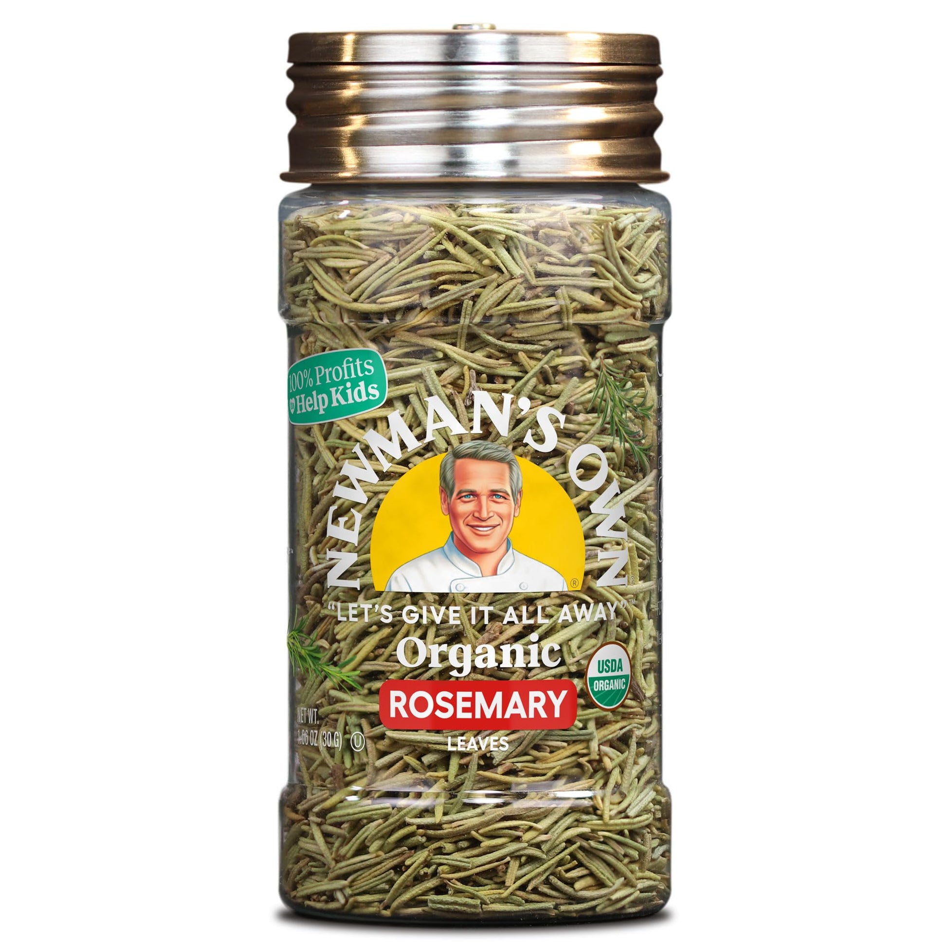 Newman's Own Organic Rosemary Leaf, Perfect for roasted meats and vegetables, USDA Certified Organic, Non-GMO, Kosher, 1.06 Oz. 