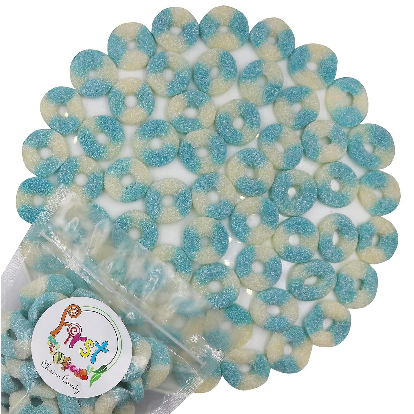 FirstChoiceCandy Gummy Rings (Sour Mini Blue Raspberry, 2.5 Pound (Pack of 1))