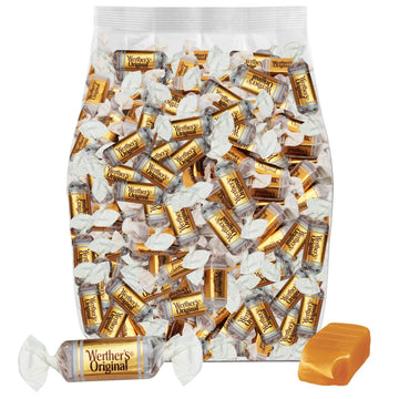 Werthr's Original Chewy Caramel Candy 1 Pound Individually Wrapped Healthy Sweet Caramel Bites, Melts in Your Mouth in a Satisfy