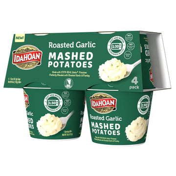 Idahoan Roasted Garlic Mashed Potatoes Cup 4-pack, 6 oz (Pack of 4)