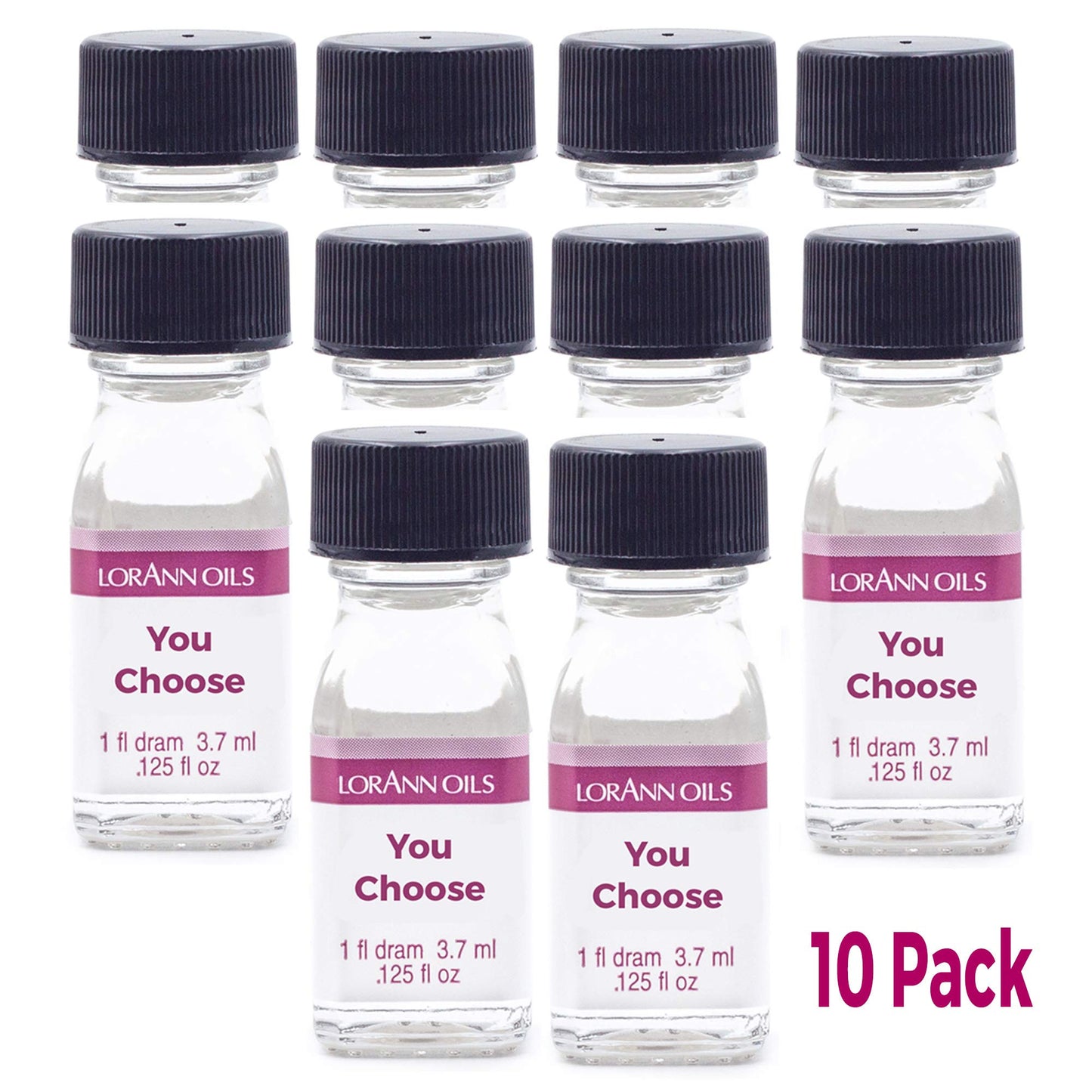 LorAnn Oils Flavoring Extracts 10 Pack, 1 Dram Bottles (.125 fl oz), Multi Flavors