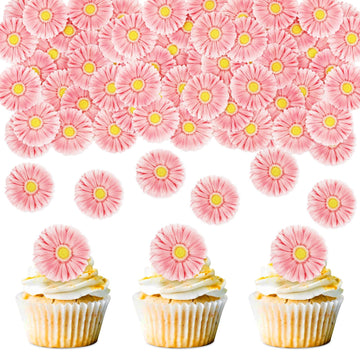 40 Pack Edible Daisy Cupcake Toppers Edible Wafar Paper Spring Bridal Engagement Baby Shower Birthday Party Drink Toppers Annive