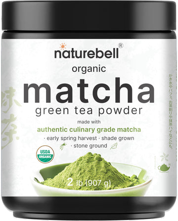 NatureBell Organic Matcha Green Tea Powder, Culinary Grade, 2 Pounds, Unsweetened, Vegan