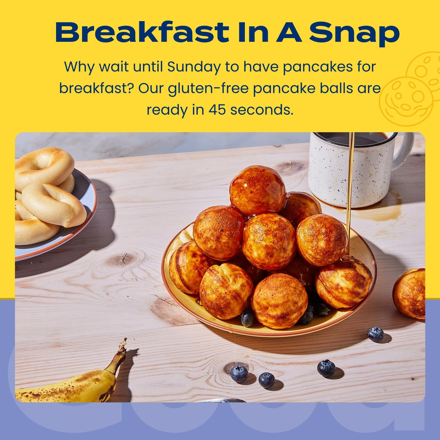 Feel Good Foods Gluten Free Blueberry Pancake Balls | Frozen Breakfast Snacks | 12.7 oz