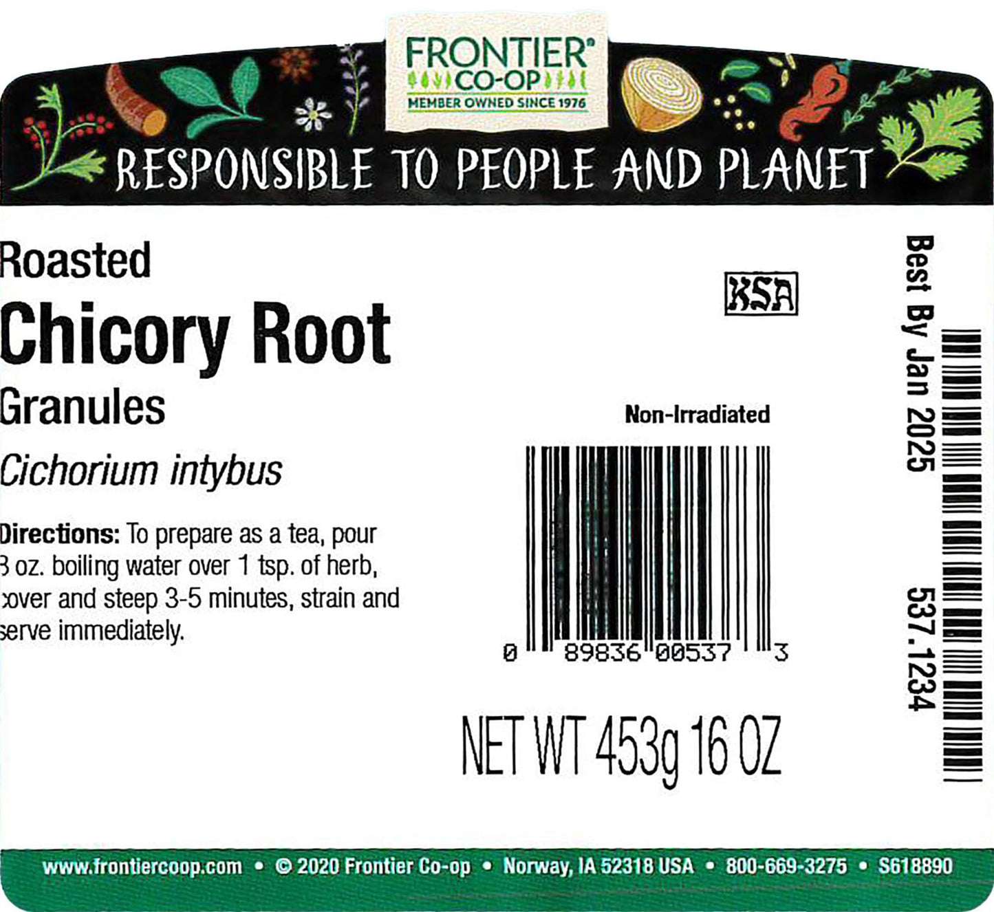 Frontier Co-op Roasted Chicory Root Granules Coffee Substitute, 1 lb