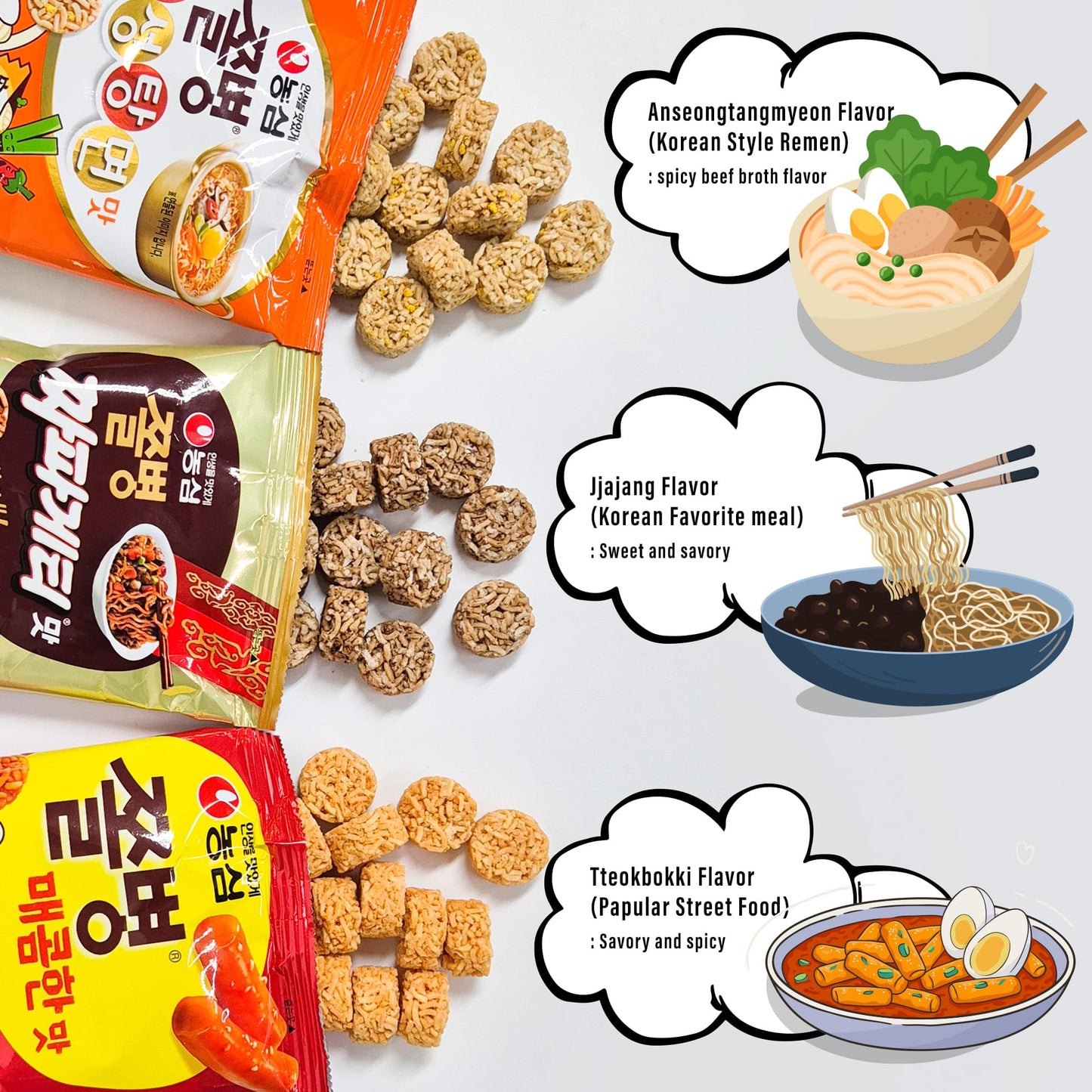 Joayo Jjol Byeong Snack 3 Packs - Crushing Ramen Noodle Snack For School, Office, Kids, Teen, Boys, Girls, Adults/Hot (82G), Cha