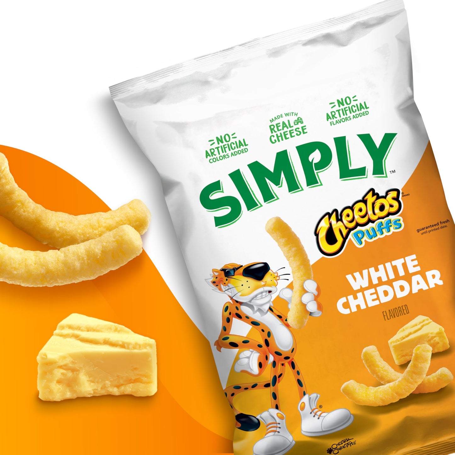 Cheetos Cheese Snacks, Simply White Cheddar Puffs, 8 oz