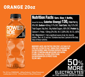 POWERADE Orange, 20 fl oz, 8 Pack