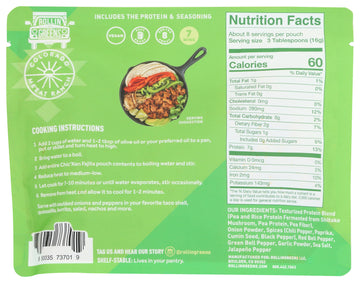 Rollingreens Chopped Fajita Plant Based Chic'Ken, 4.5 Oz