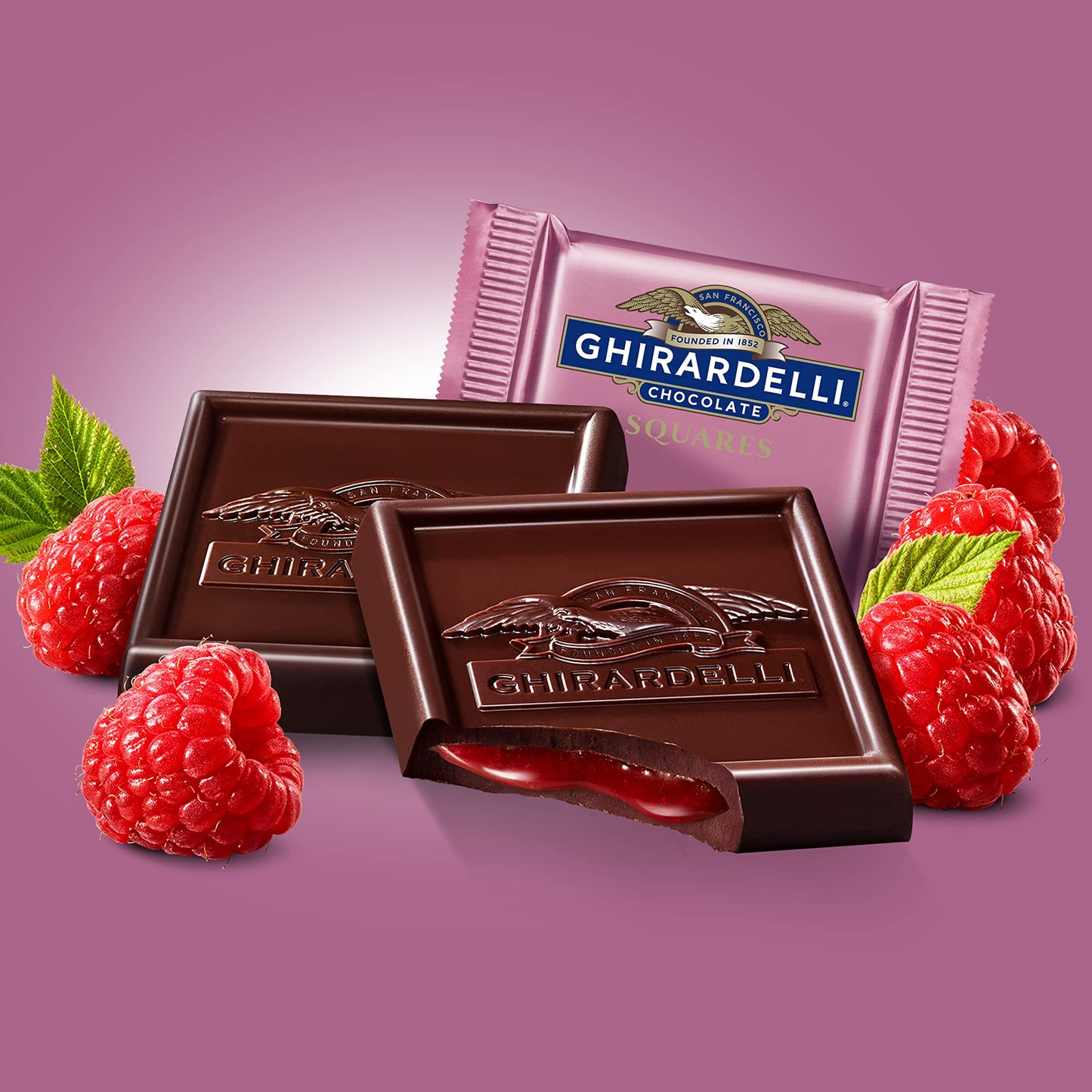 Ghirardelli Dark Chocolate Raspberry Squares, 5.32 Oz Bag