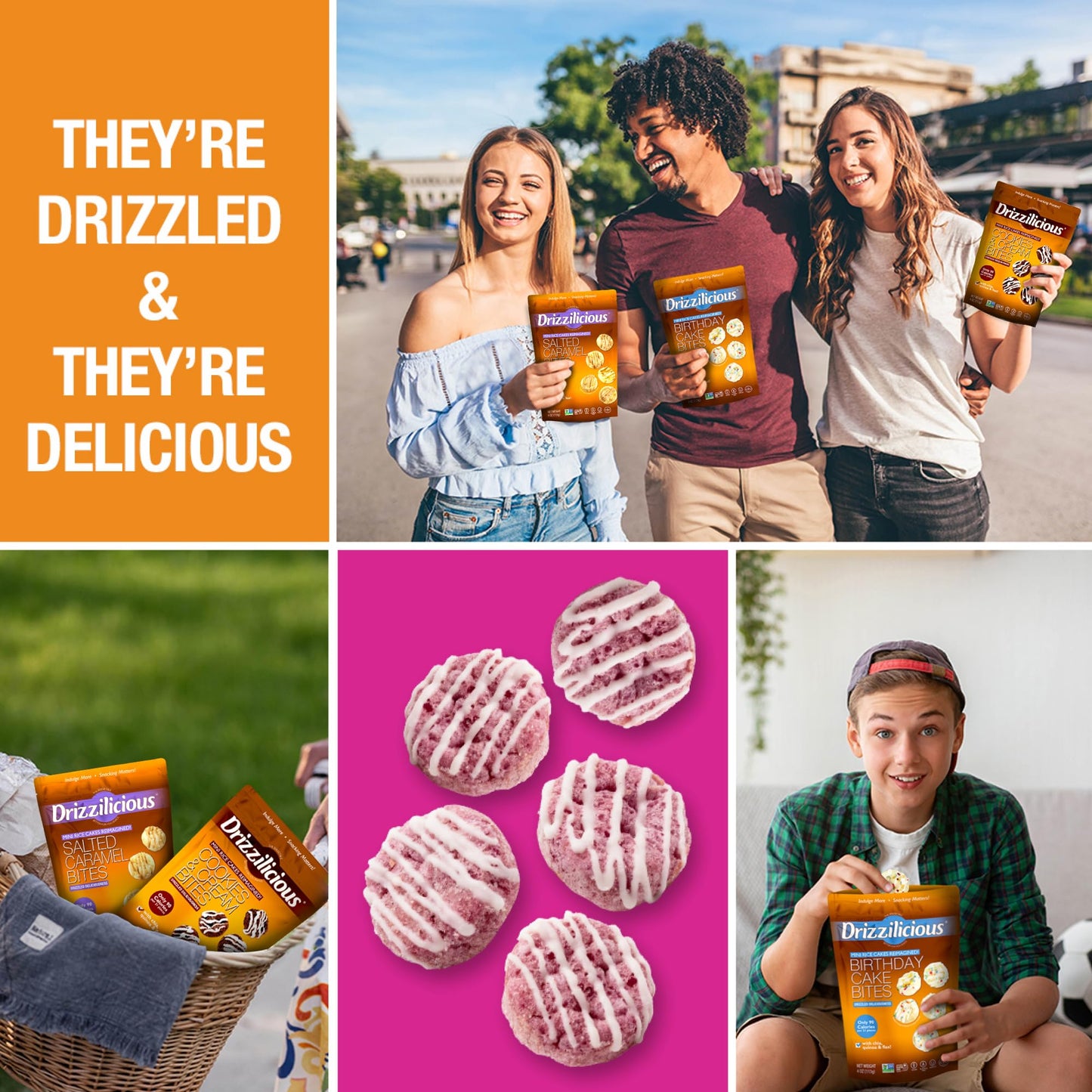 Drizzilicious Mini Rice Cakes Very Berry - Rice Crisps, Healthy Snack For Mature-Themeds And Kids, Flavored Rice Cakes, Vegan, Gluten Free, Allergen Free, Only 90 Calories Per Bag - .74 Oz (Pack Of 10)