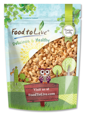 Food to Live Dry Roasted Whole Cashews with Himalayan Salt, 8 Ounces Oven Roasted Lightly Salted Fancy Nuts, No Oil Added, Vegan