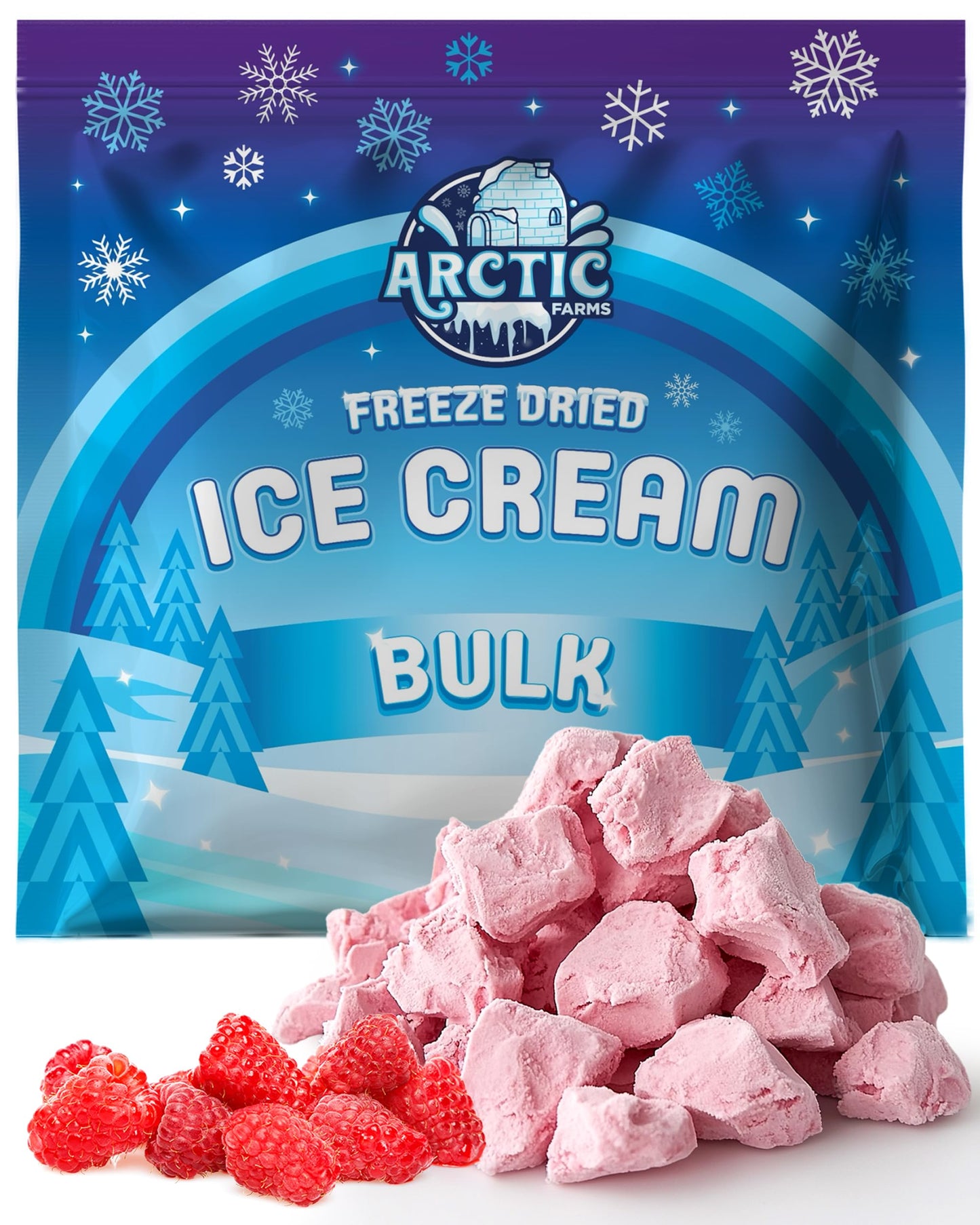 Arctic Farms Freeze Dried Ice Cream Bits Bulk - Does Not Melt (Red Raspberry) (1lb)