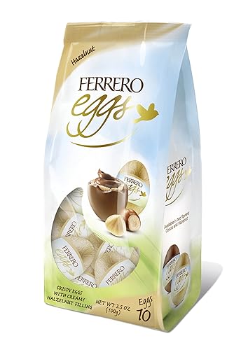 Ferrero Fine Hazelnut Milk Chocolate Eggs Easter Basket Stuffers Hazelnut Flavored 10 Count Pack Of 5 Bags 3.5 Oz