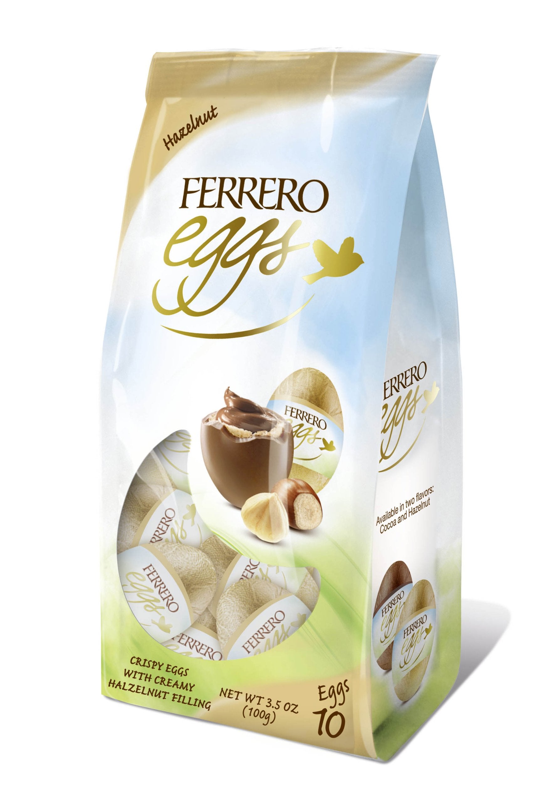 Ferrero Fine Hazelnut Milk Chocolate Eggs Easter Basket Stuffers Hazelnut Flavored 10 Count Pack Of 5 Bags 3.5 Oz
