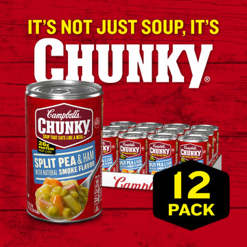 Campbell’S Chunky Soup, Split Pea Soup With Ham, 19 Oz Can (Case Of 12)