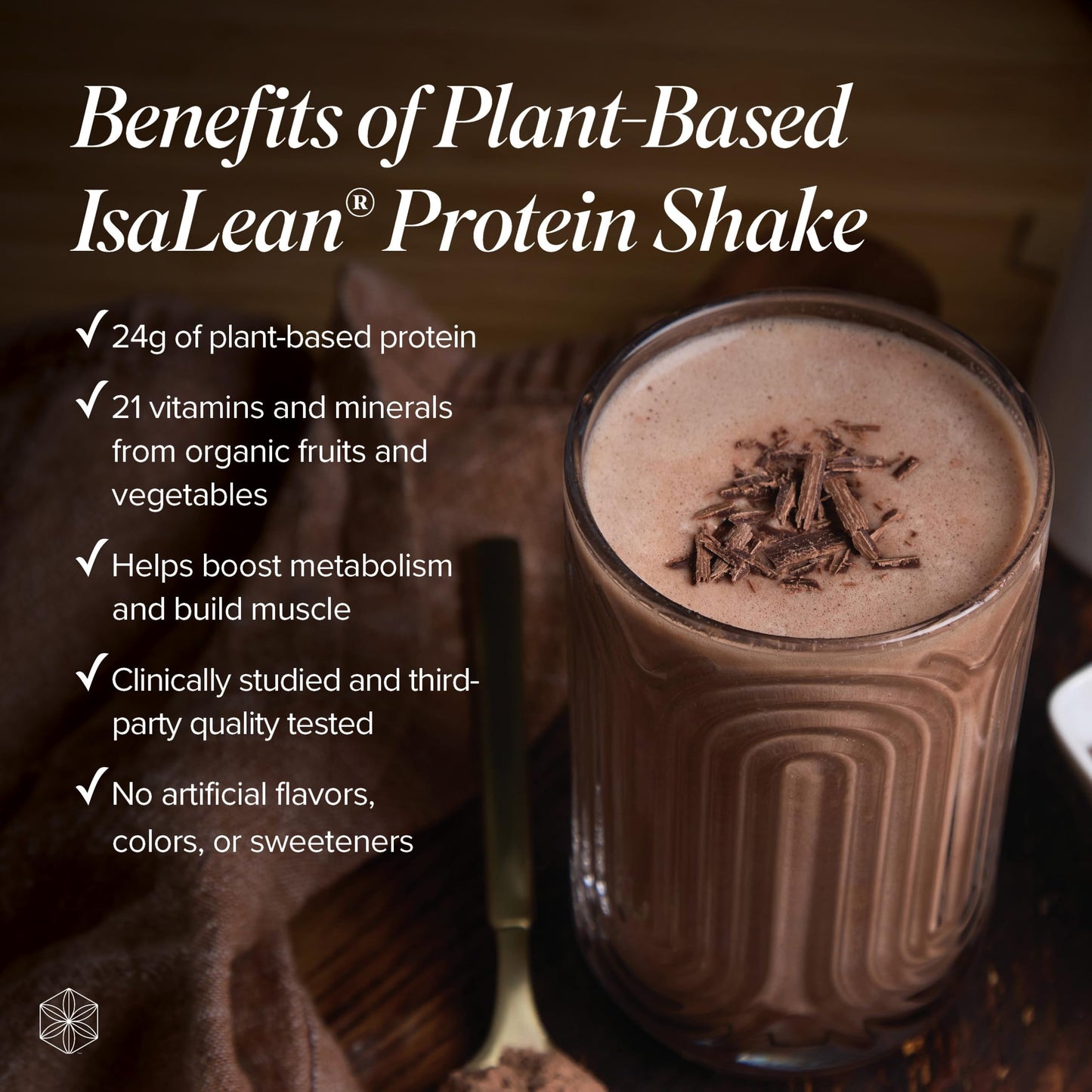 Isagenix Plant-Based Protein Shake, Vegan Meal Replacement, 27.7 oz, 14 Servings, Rich Chocolate