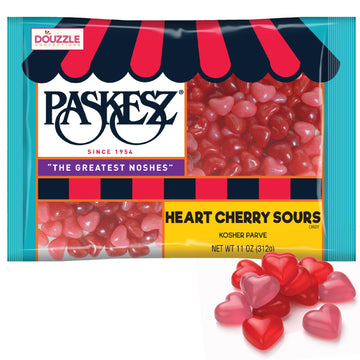 DOUzzle Back To School Cherry Sours Red & Pink Heart Candy, Chewy Candies (11oz, 1 Pack) Party Favor, Goodie Bag & Pinata Filler