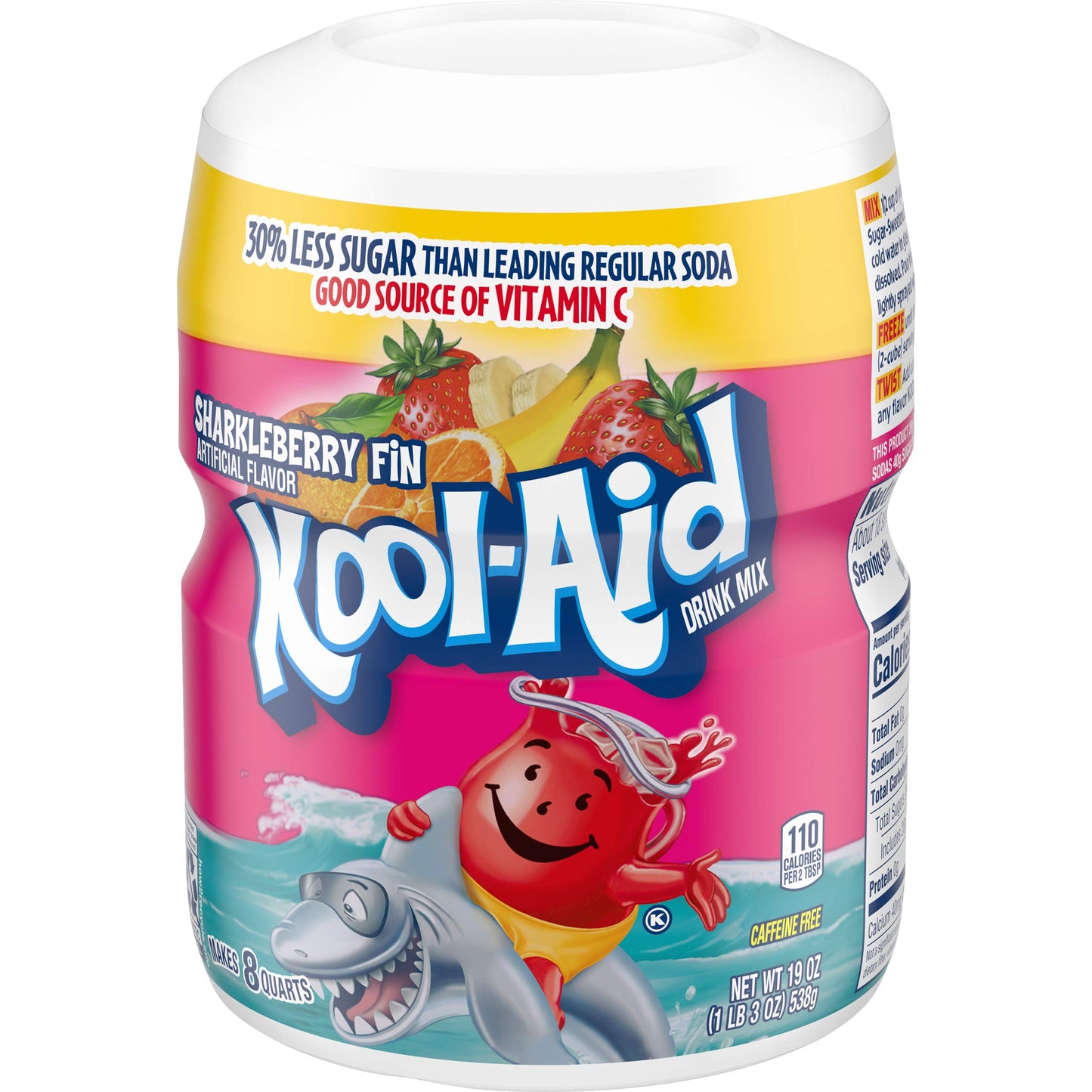Kool-Aid Strawberry Orange Punch Powdered Drink Mix, Caffeine Free, 19 oz Canister, Pack of 12