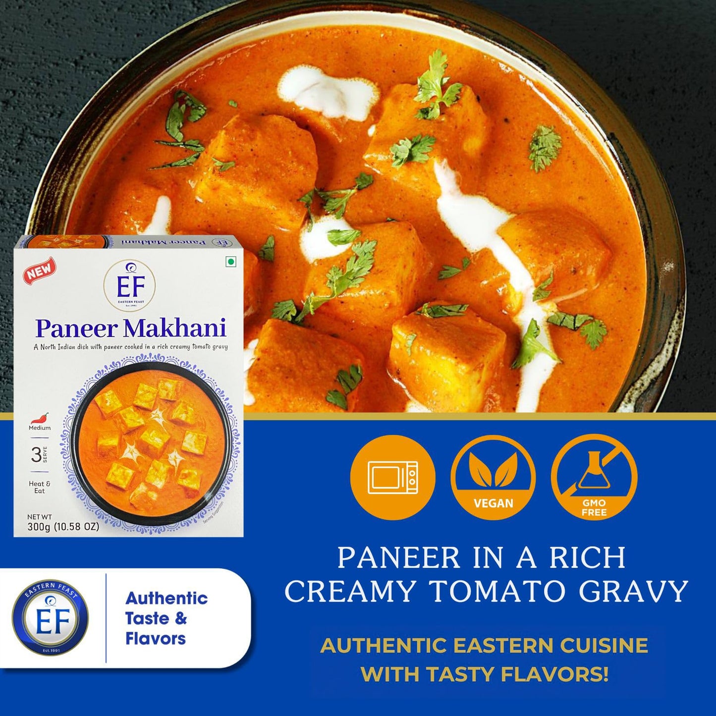 Eastern Feast - Paneer Makhani, Ready To Eat Meals, (Pack Of 4), Vegetarian, Gluten Free